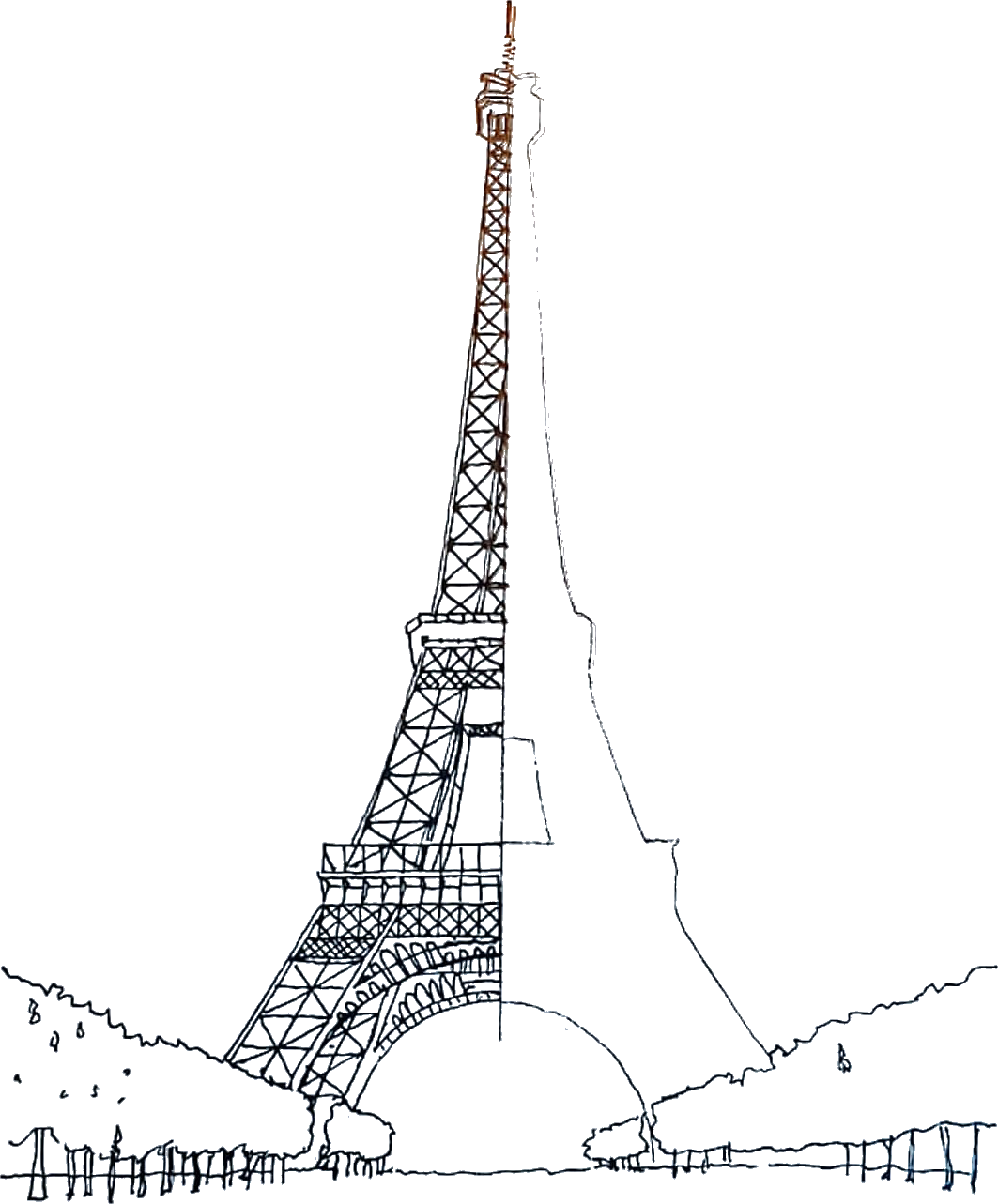 Eiffel Tower architectural illustration