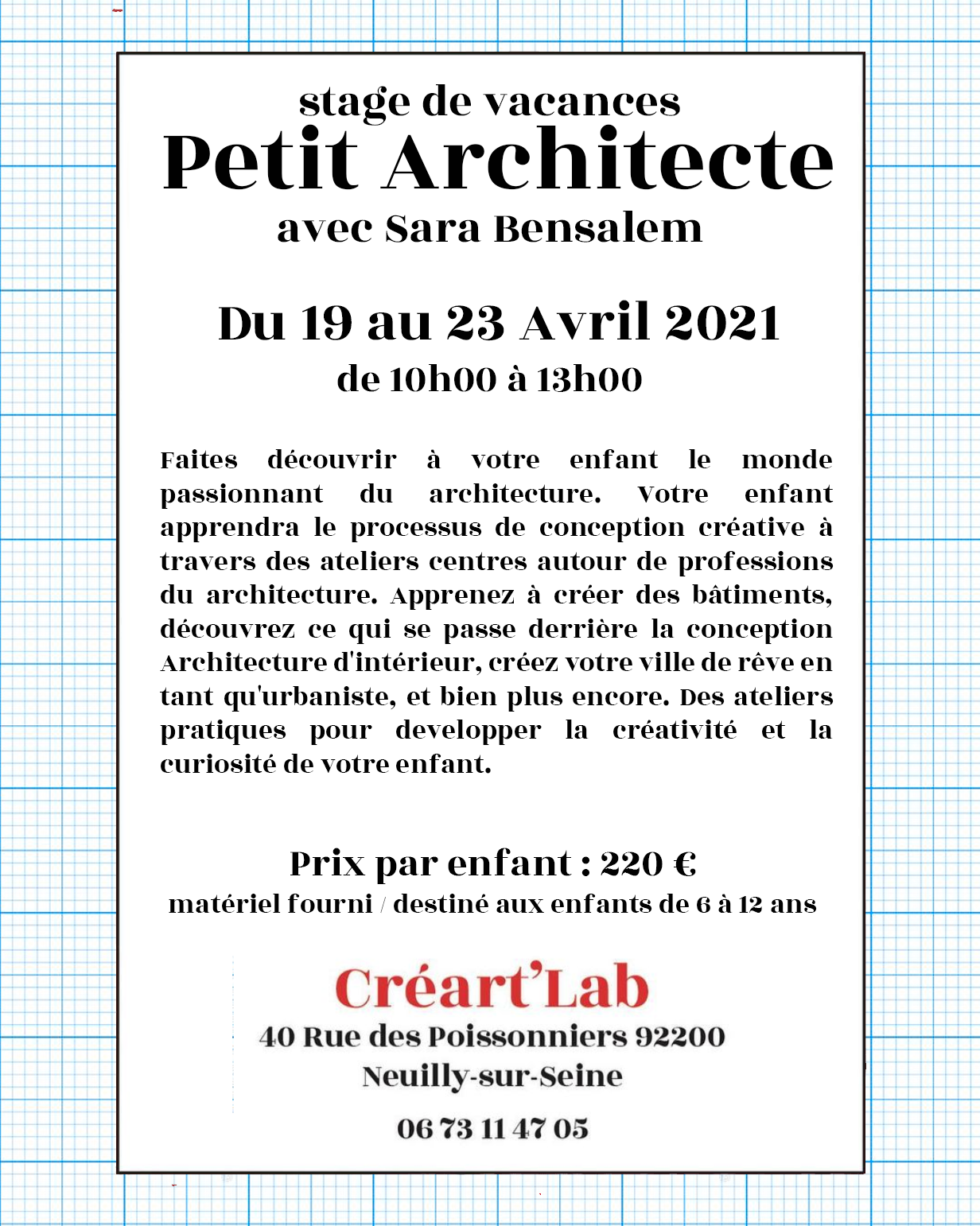 Petit Architecte workshop flyer