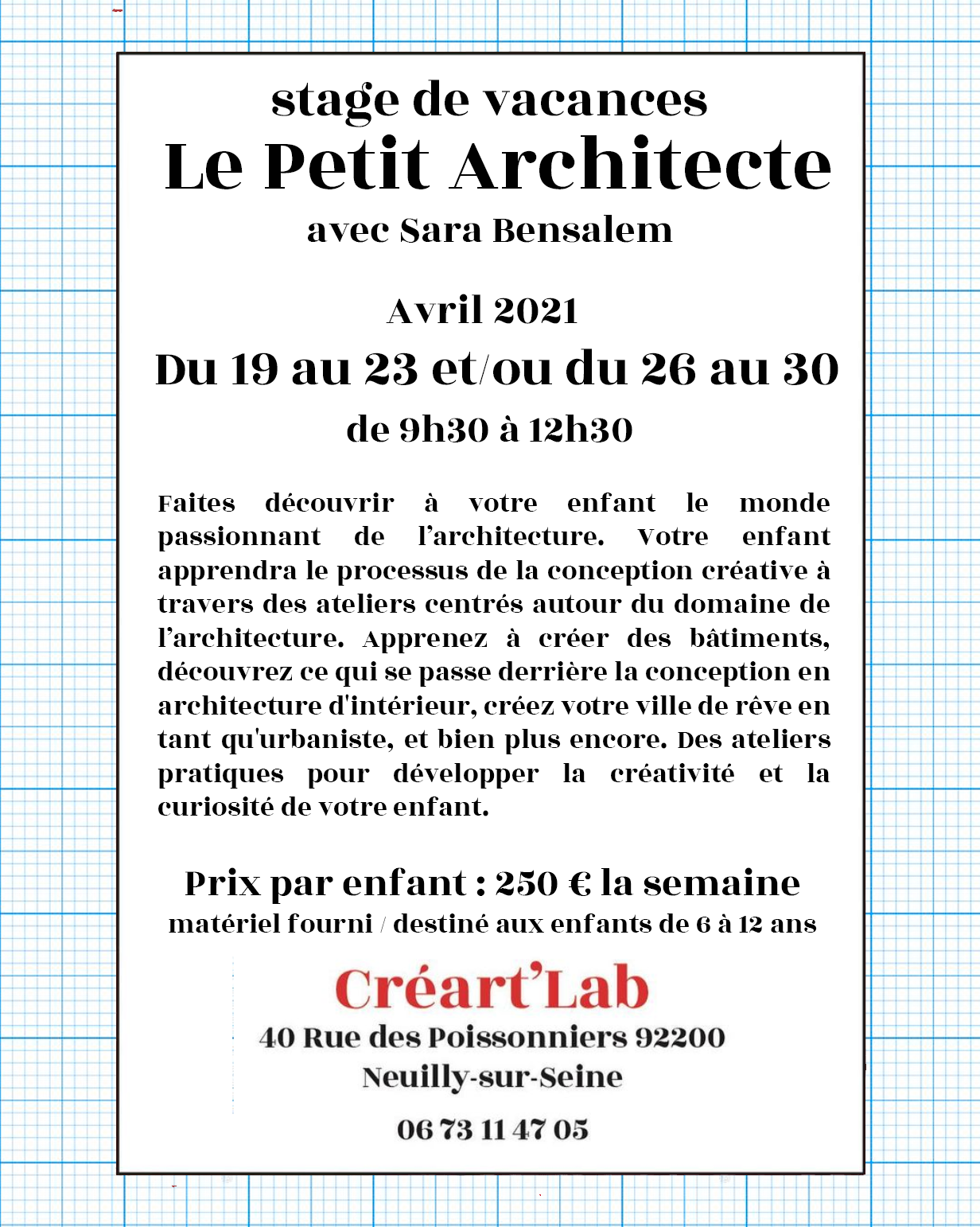 Petit Architecte workshop flyer version 2